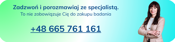 Baner kontaktowy z numerem telefonu do specjalisty GeneScreen i informacją, że rozmowa nie zobowiązuje do zakupu badania.