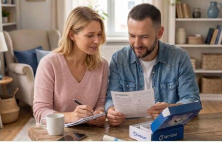 Para wykonująca badanie FertiScan Complete – diagnostyka niepłodności w domu