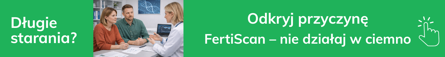 baner badania Fertiscan, badania w celu diagnostyki niepłodności i po poronieniach, para u genetyka