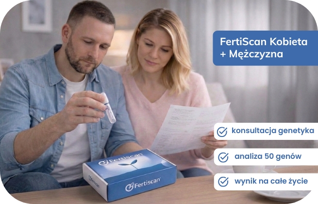 diagnostyka niepłodności, kobieta i mężćzyna wykonują w domu badanie FertiScan Complete Kobieta+Mężczyzna