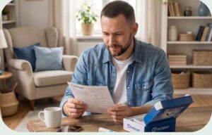 mężczyzna z materiałami o badaniu – FertiScan Complete Mężczyzna