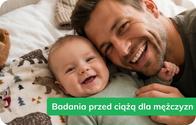 badanie genetyczne dla mężczyzn przed ciążą GeneScreen. Tata cieszy się zdrowym synkiem.