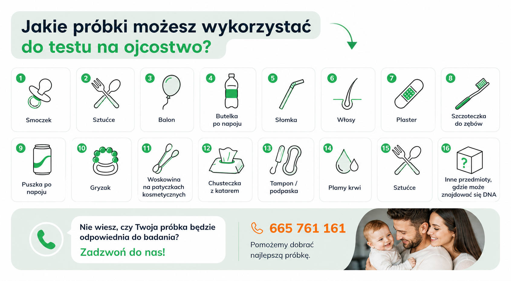 Te próbki możesz wykorzystać do testu DNA na ojcostwo.