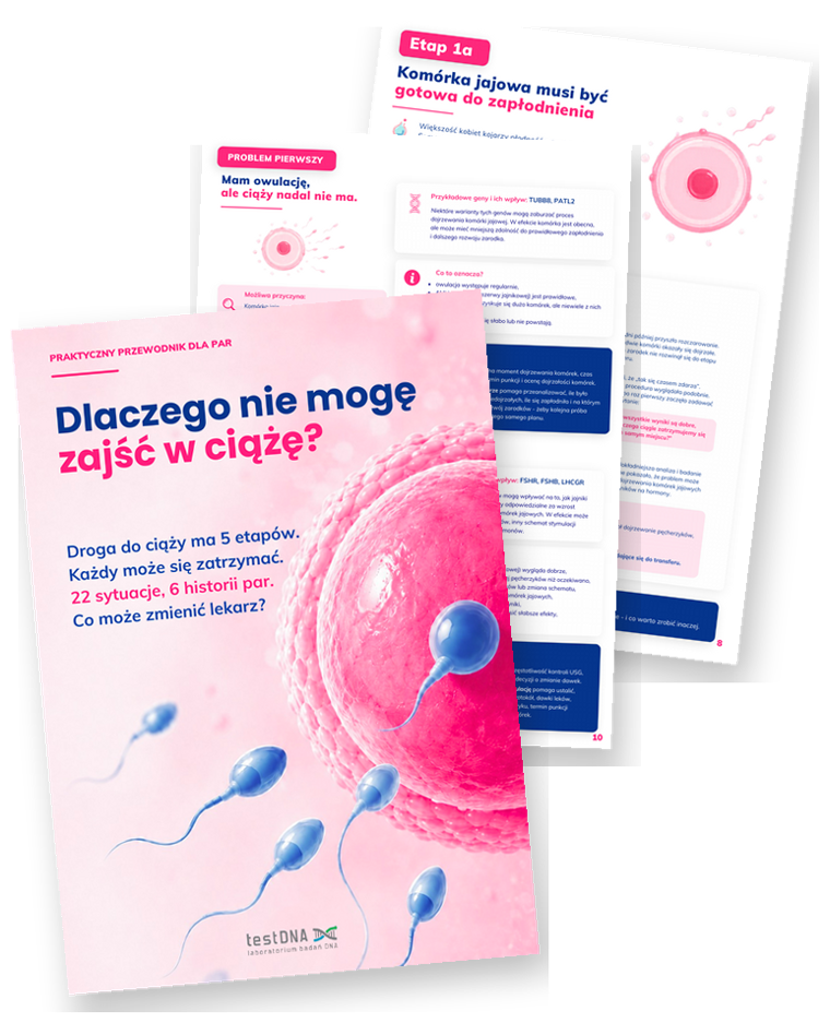 Poradnik Dlaczego nie mogę zajść w ciążę - okładka i przykładowe strony